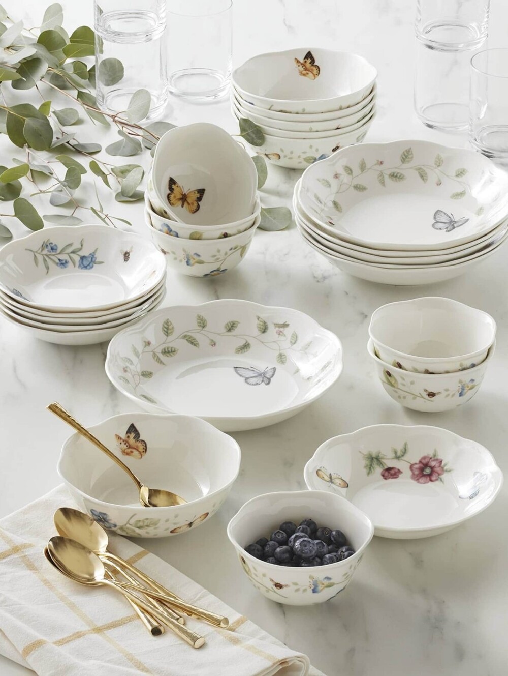 Lenox Butterfly Meadow 24 Pc. Porcelain Bowl Set, Service for 6